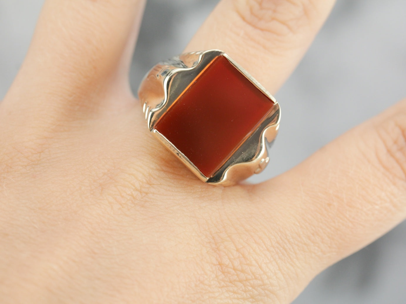 Men's Vintage Masonic Carnelian Ring