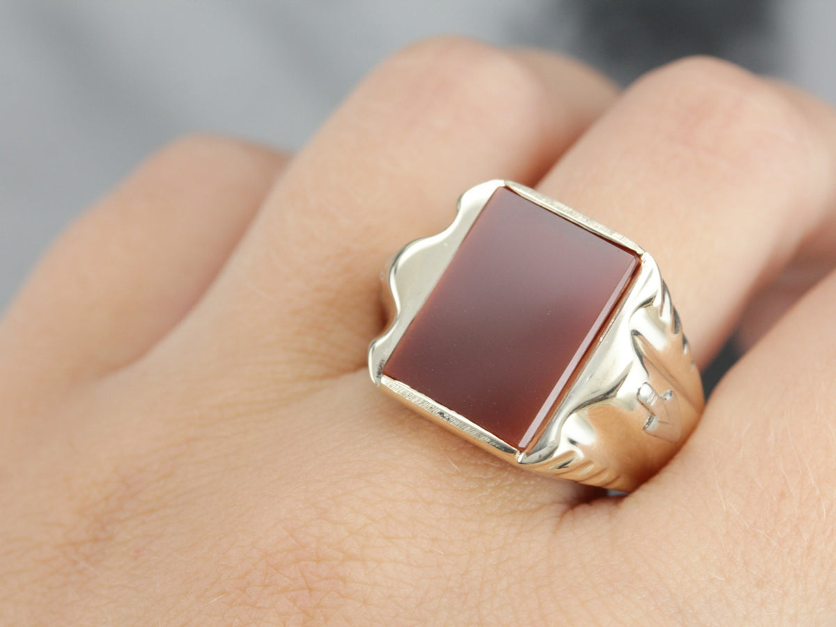 Men's Vintage Masonic Carnelian Ring