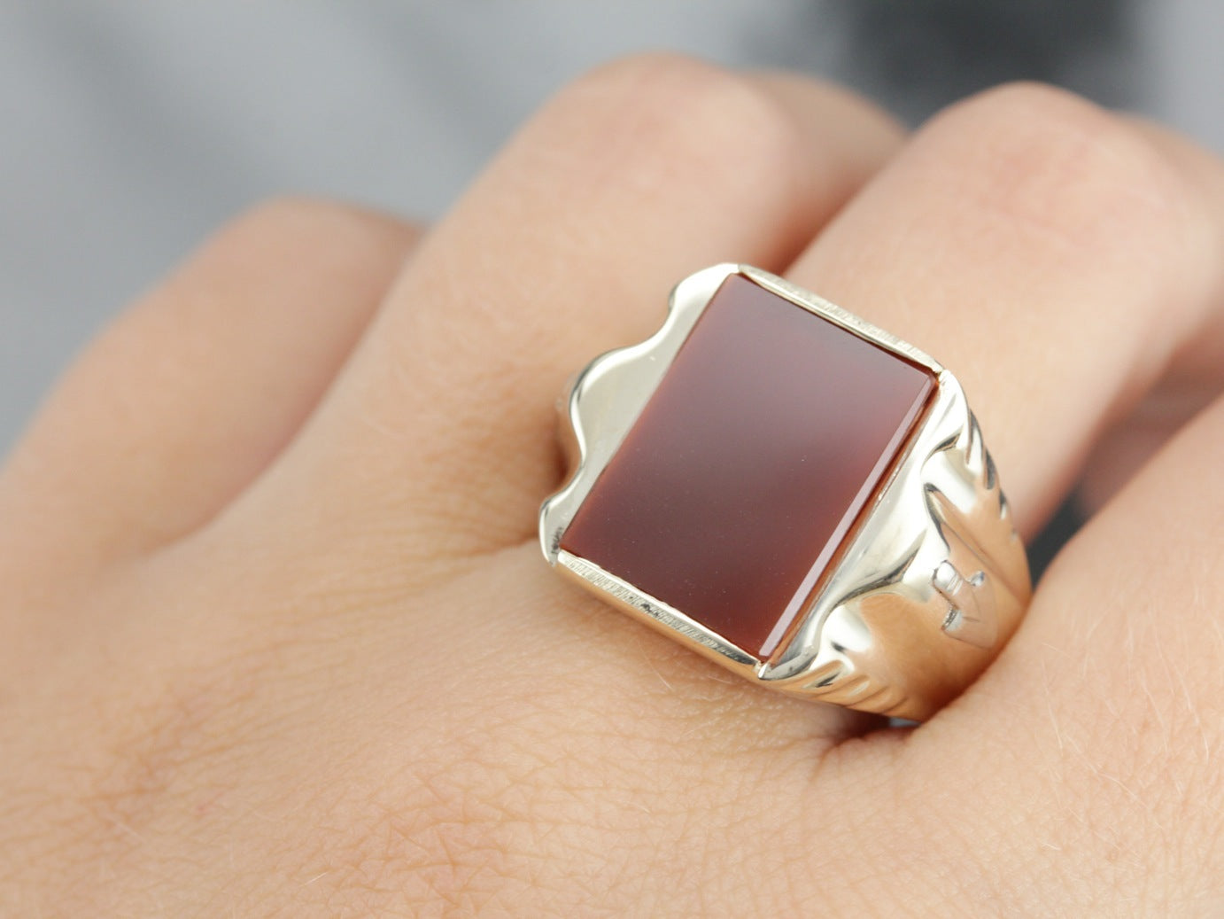 Men's Vintage Masonic Carnelian Ring