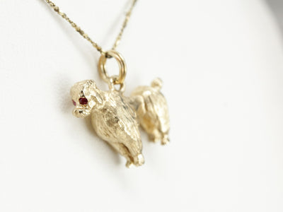 Vintage Poodle Charm with Ruby Details