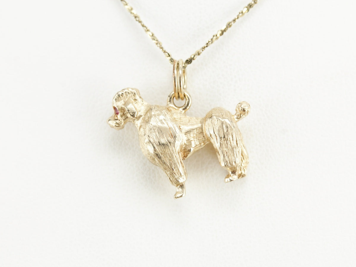 Vintage Poodle Charm with Ruby Details