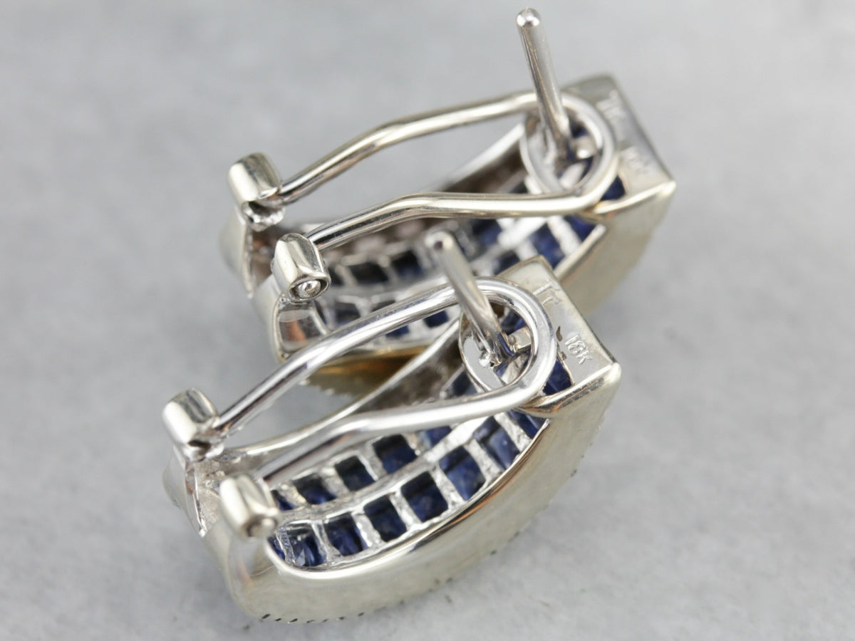 Half Hoop Sapphire and Diamond Earrings