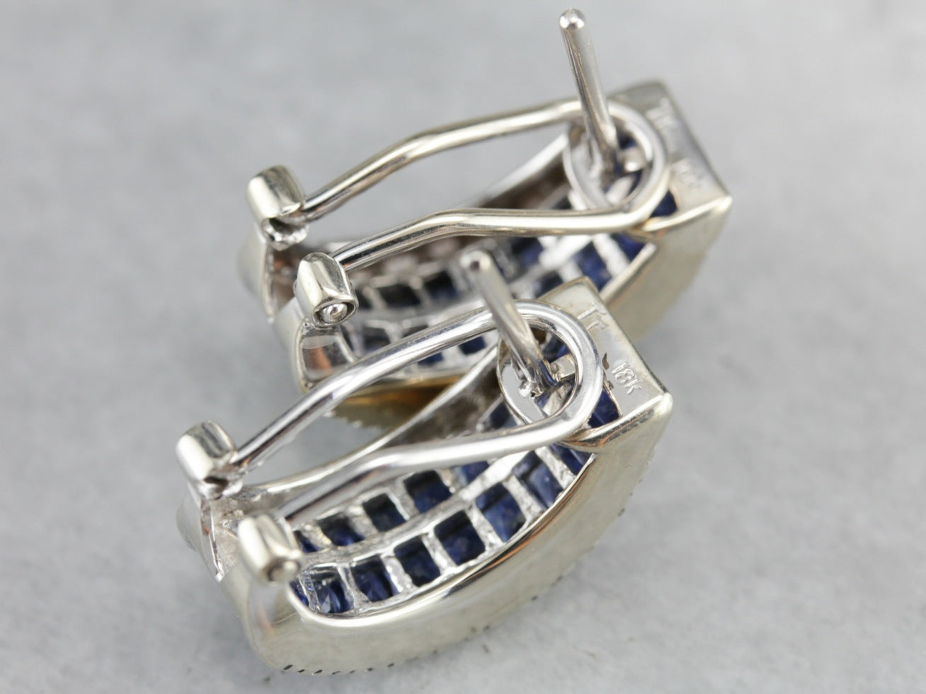 Half Hoop Sapphire and Diamond Earrings