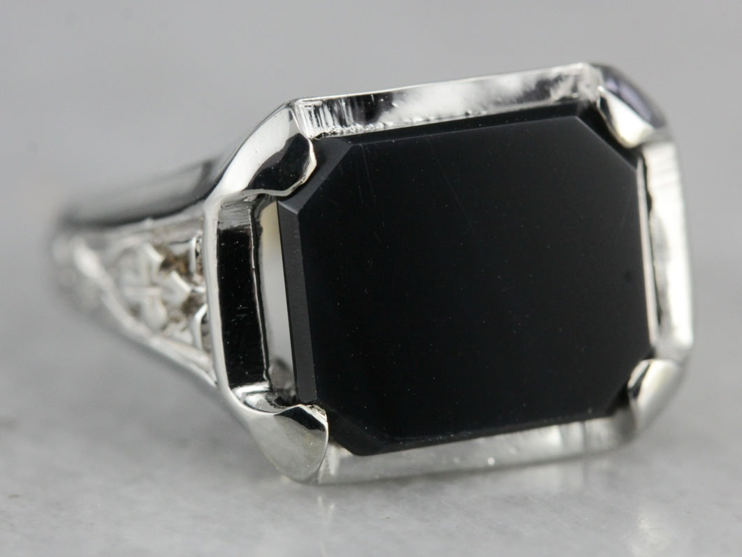 Art Deco Black Onyx Ring