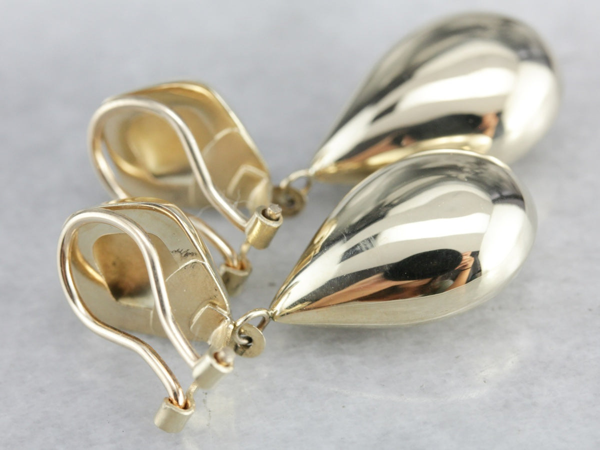 Vintage Clip-on Yellow Gold Drop Earrings