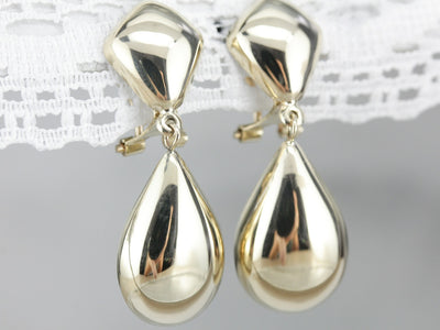 Vintage Clip-on Yellow Gold Drop Earrings