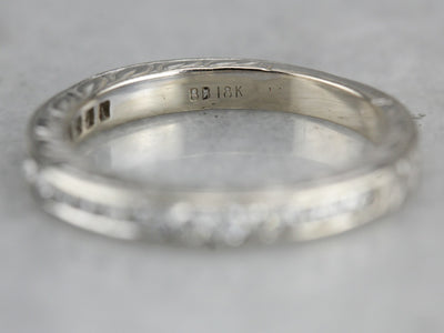 White Gold Etched Diamond Band