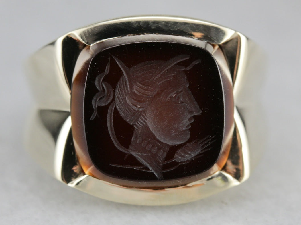 Men's Vintage Sardonyx Intaglio Ring