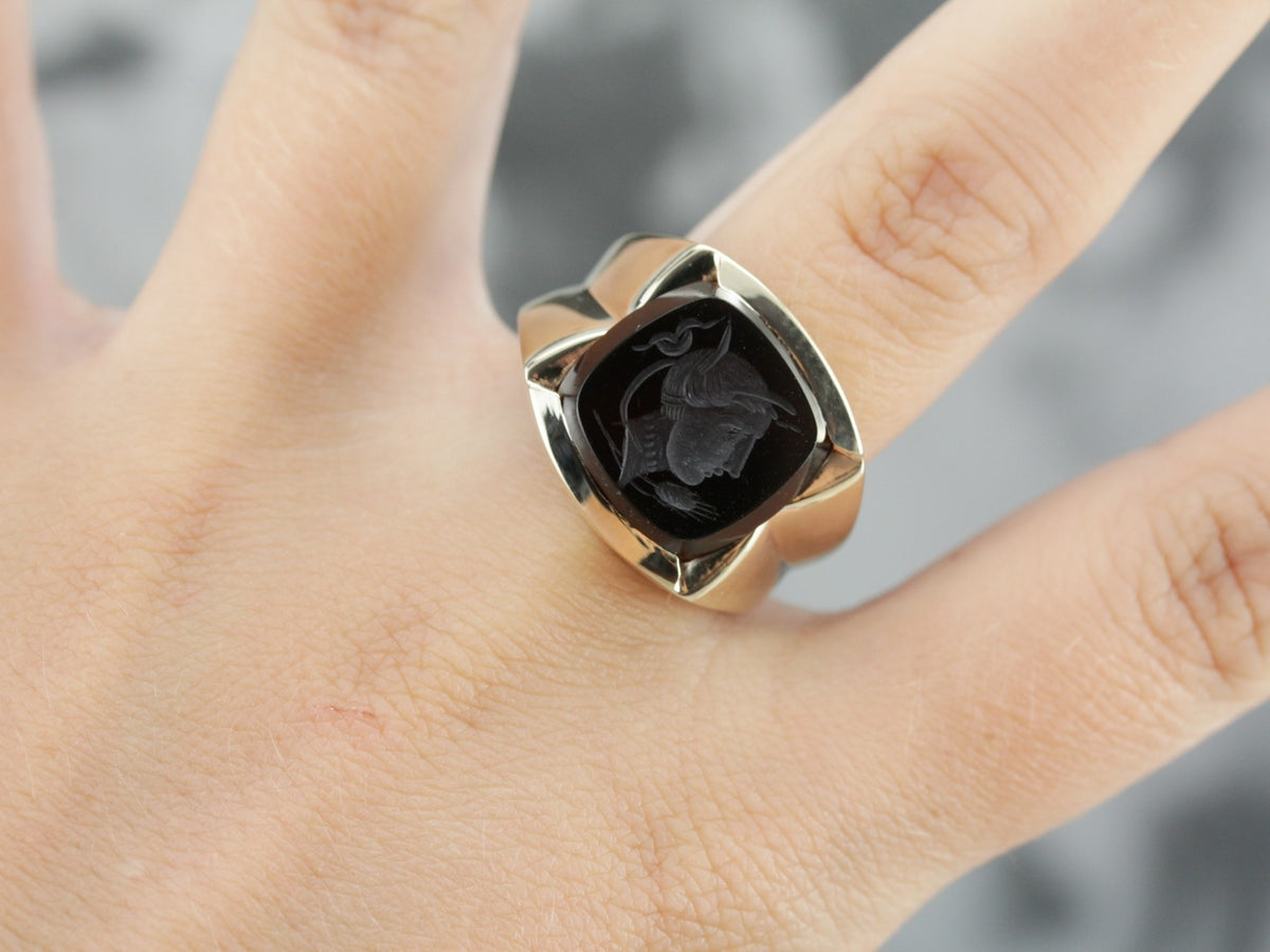 Men's Vintage Sardonyx Intaglio Ring