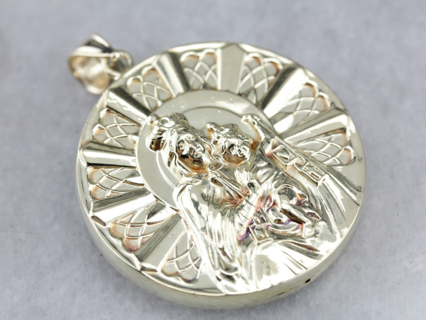 Dual Sided Yellow Gold Religious Pendant