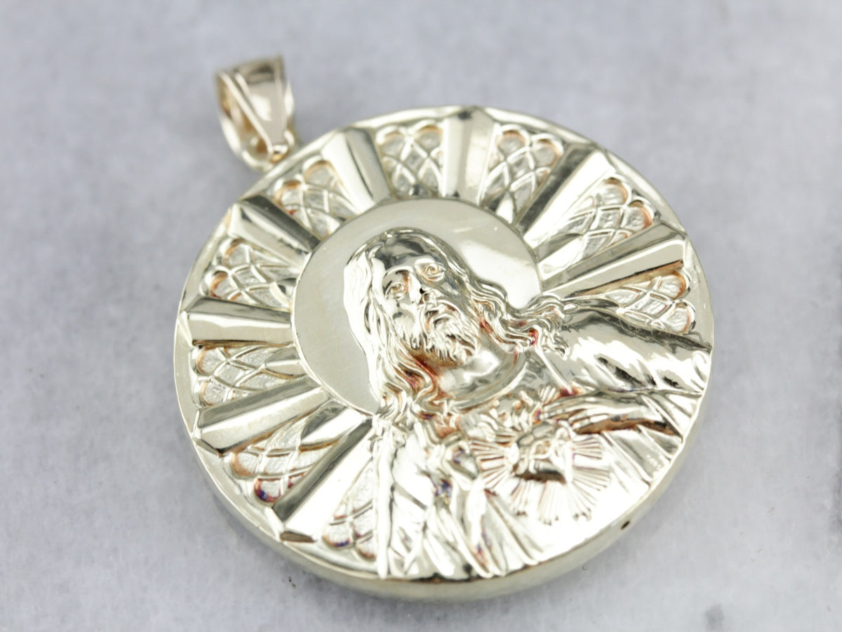 Dual Sided Yellow Gold Religious Pendant