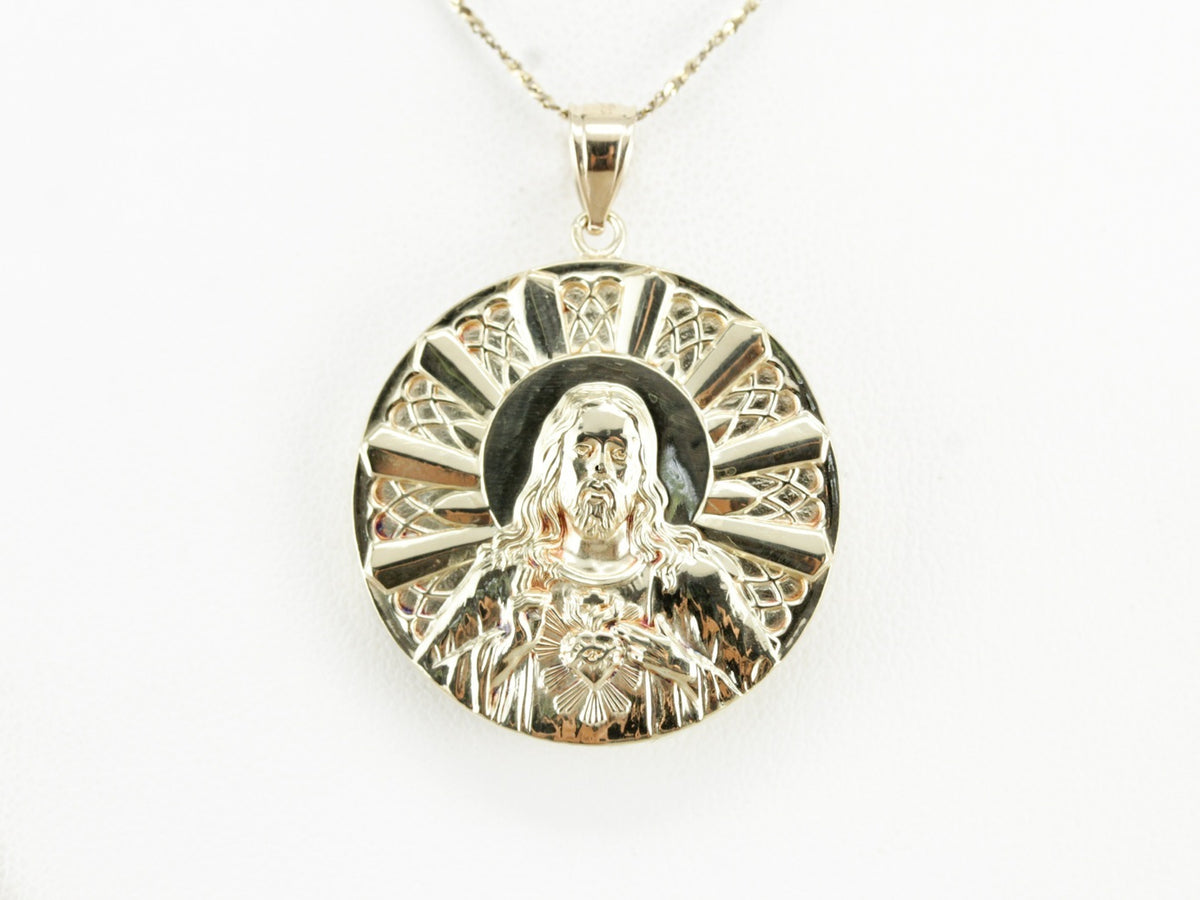 Dual Sided Yellow Gold Religious Pendant