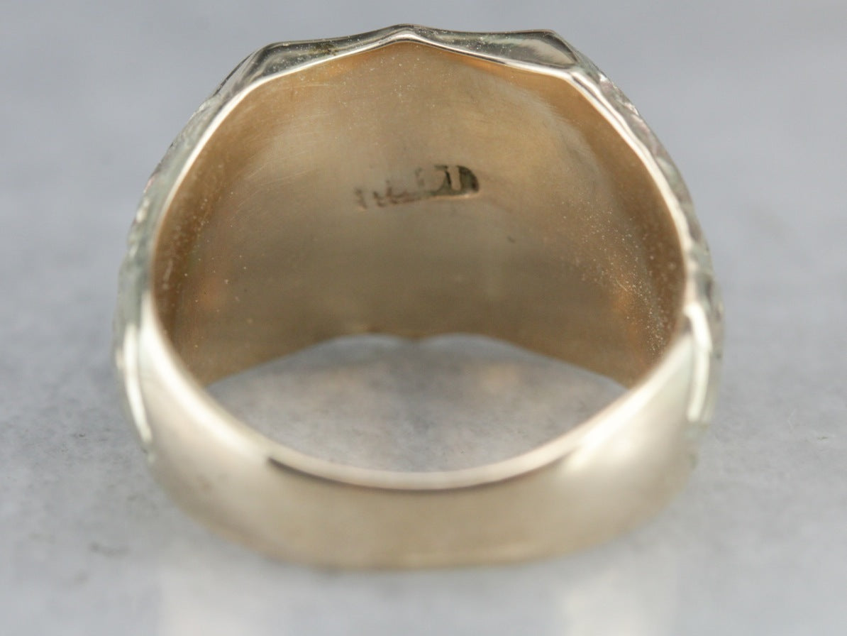 Anillo de sello vintage de oro amarillo