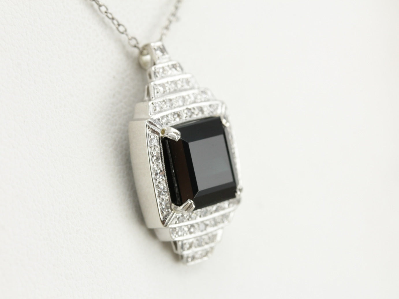 Indicolite Tourmaline and Diamond Pendant