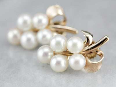 Vintage Grape Pearl Stud Earrings