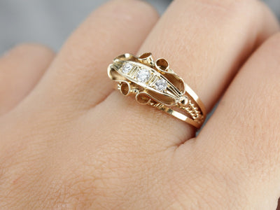 Vintage Three Stone Diamond Engagement Ring