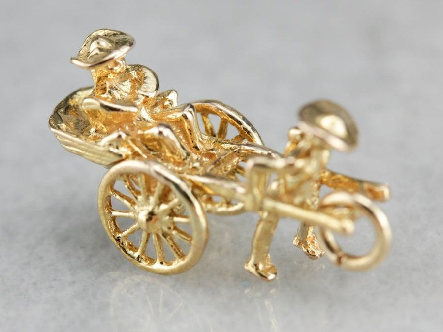 Vintage Gold Rickshaw Charm