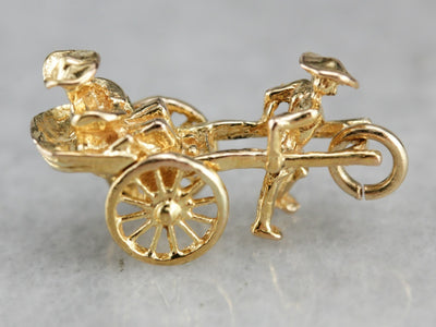 Vintage Gold Rickshaw Charm