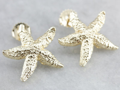 Yellow Gold Starfish Stud Earrings