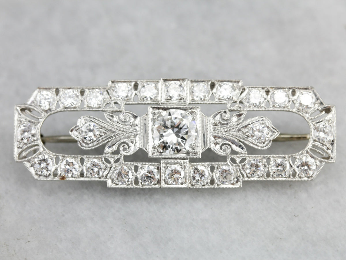 Late Art Deco Diamond Brooch