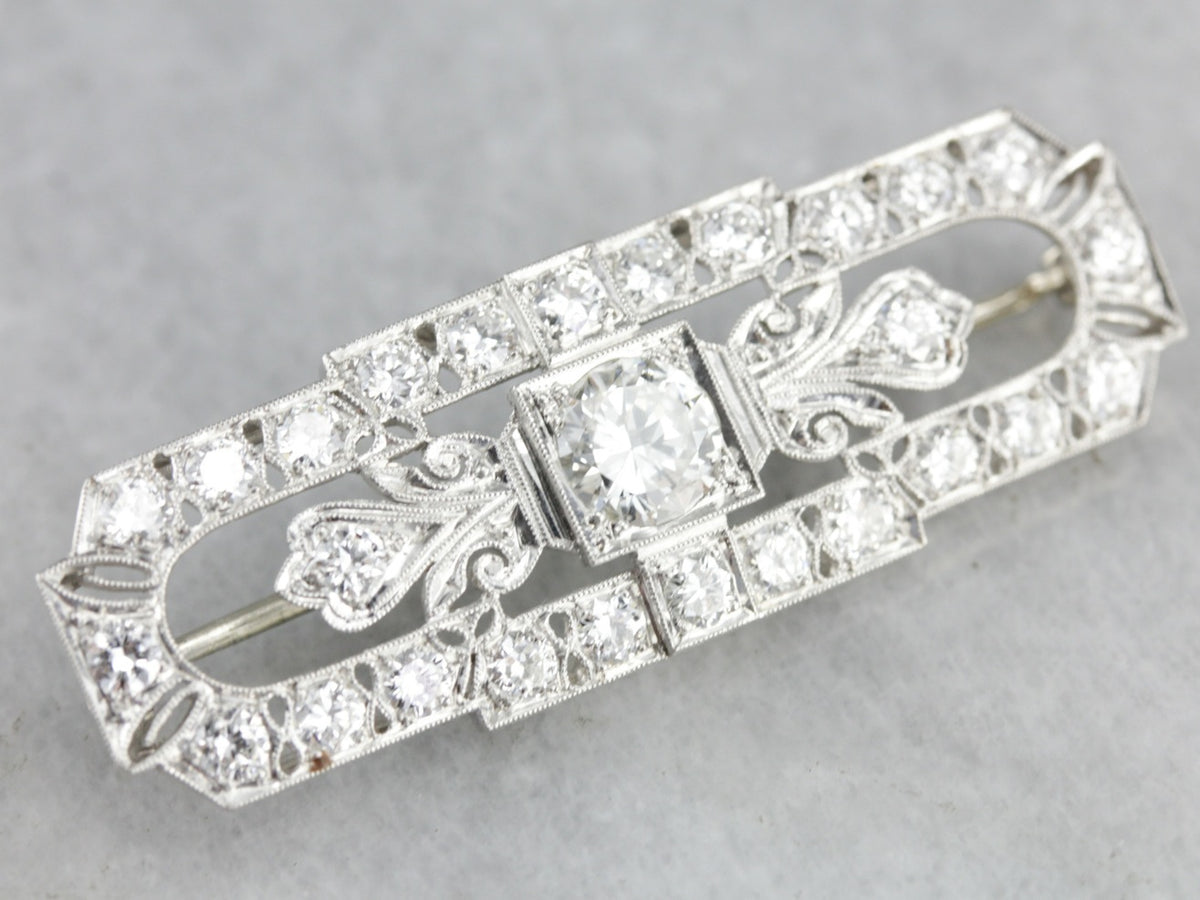 Late Art Deco Diamond Brooch