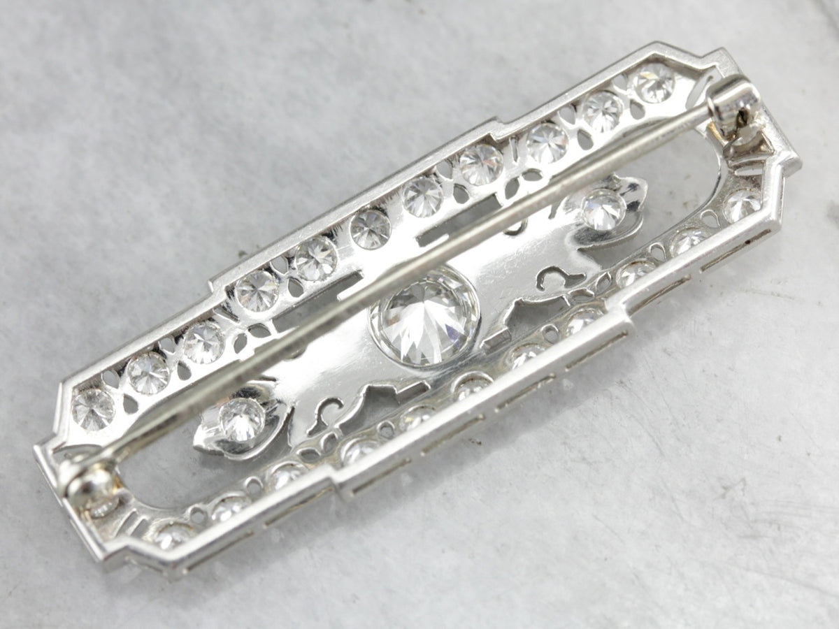 Late Art Deco Diamond Brooch