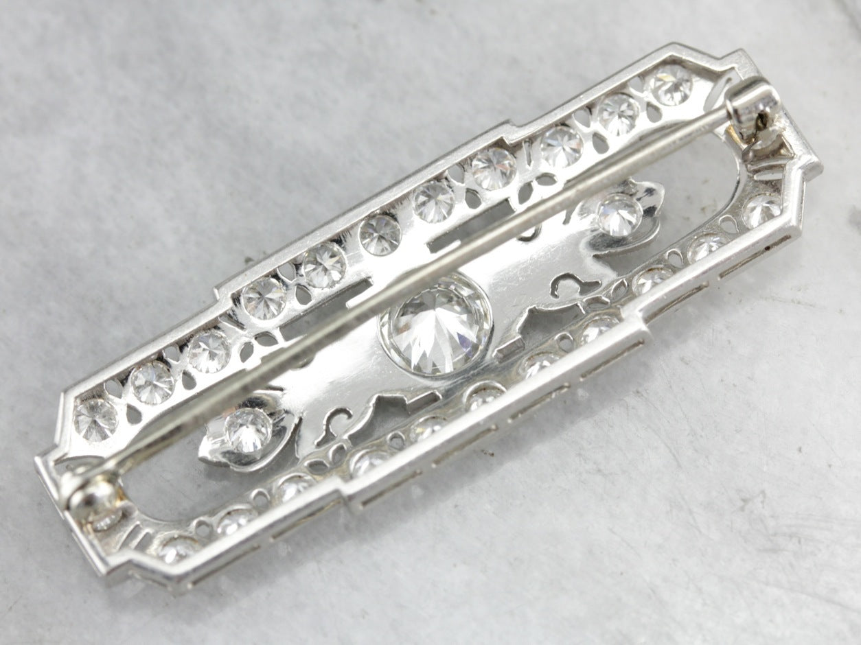 Late Art Deco Diamond Brooch