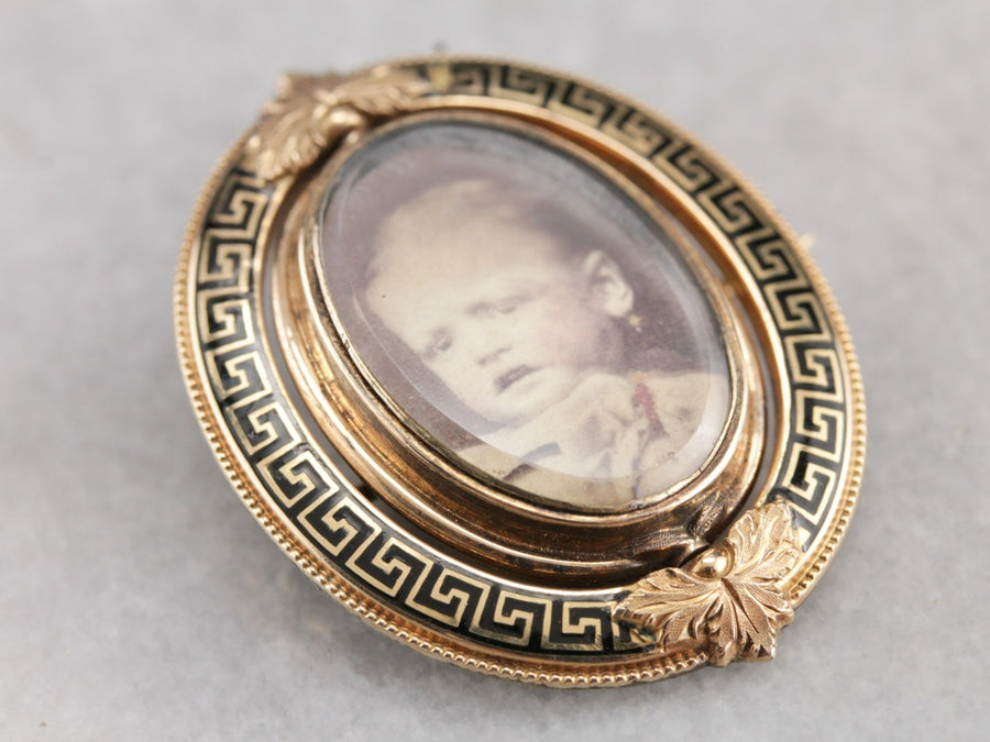 Victorian Portrait Gold Mourning Brooch