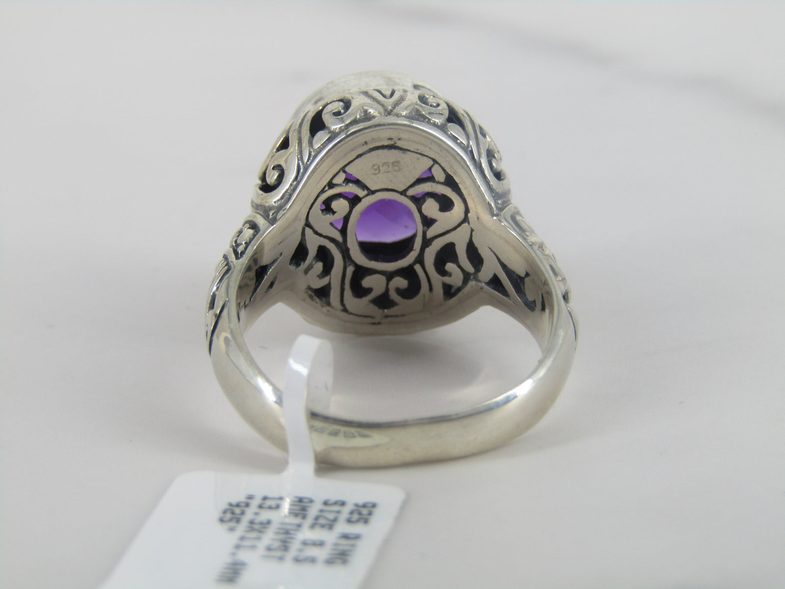 Silver Boho Style Ring With Amethyst Stone