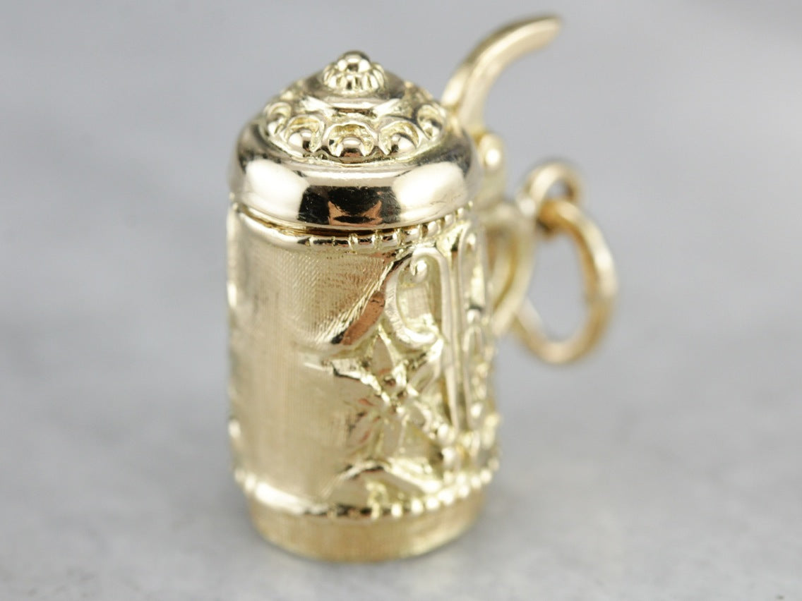 Vintage Gold Beer Stein Charm Pendant