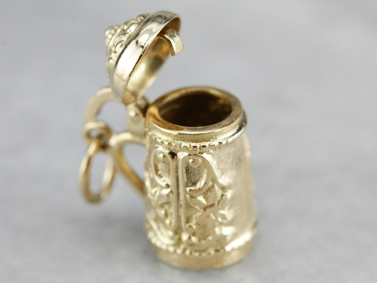 Vintage Gold Beer Stein Charm Pendant