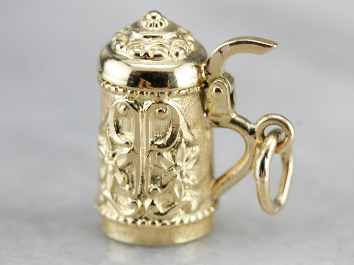 Vintage Gold Beer Stein Charm Pendant