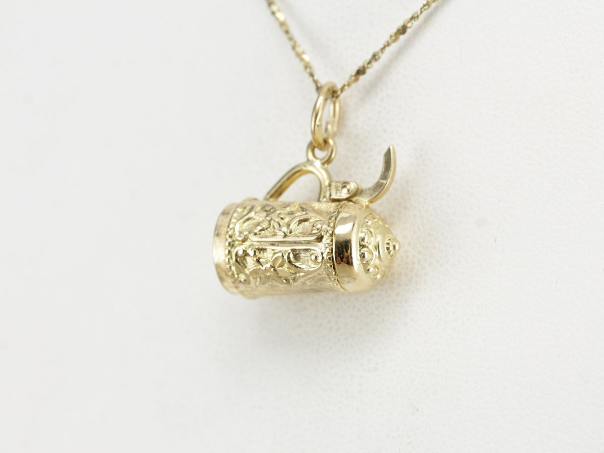 Vintage Gold Beer Stein Charm Pendant