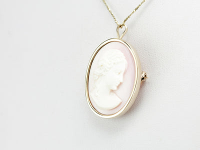 Vintage Pink Cameo Pin or Pendant