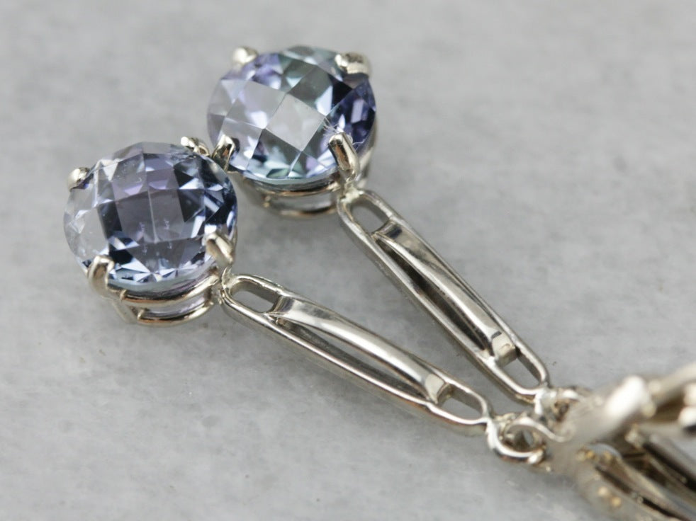 Tanzanite Drop Earrings in White Gold