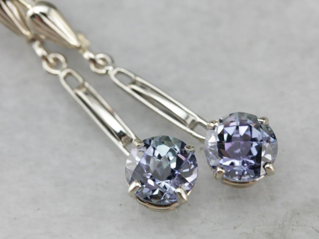 Tanzanite Drop Earrings in White Gold