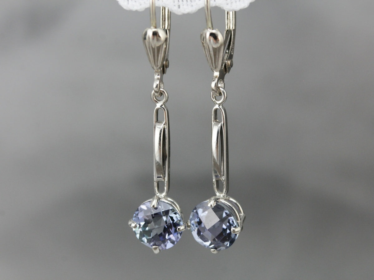 Tanzanite Drop Earrings in White Gold