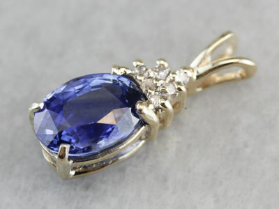 Gold Sapphire and Diamond Pendant