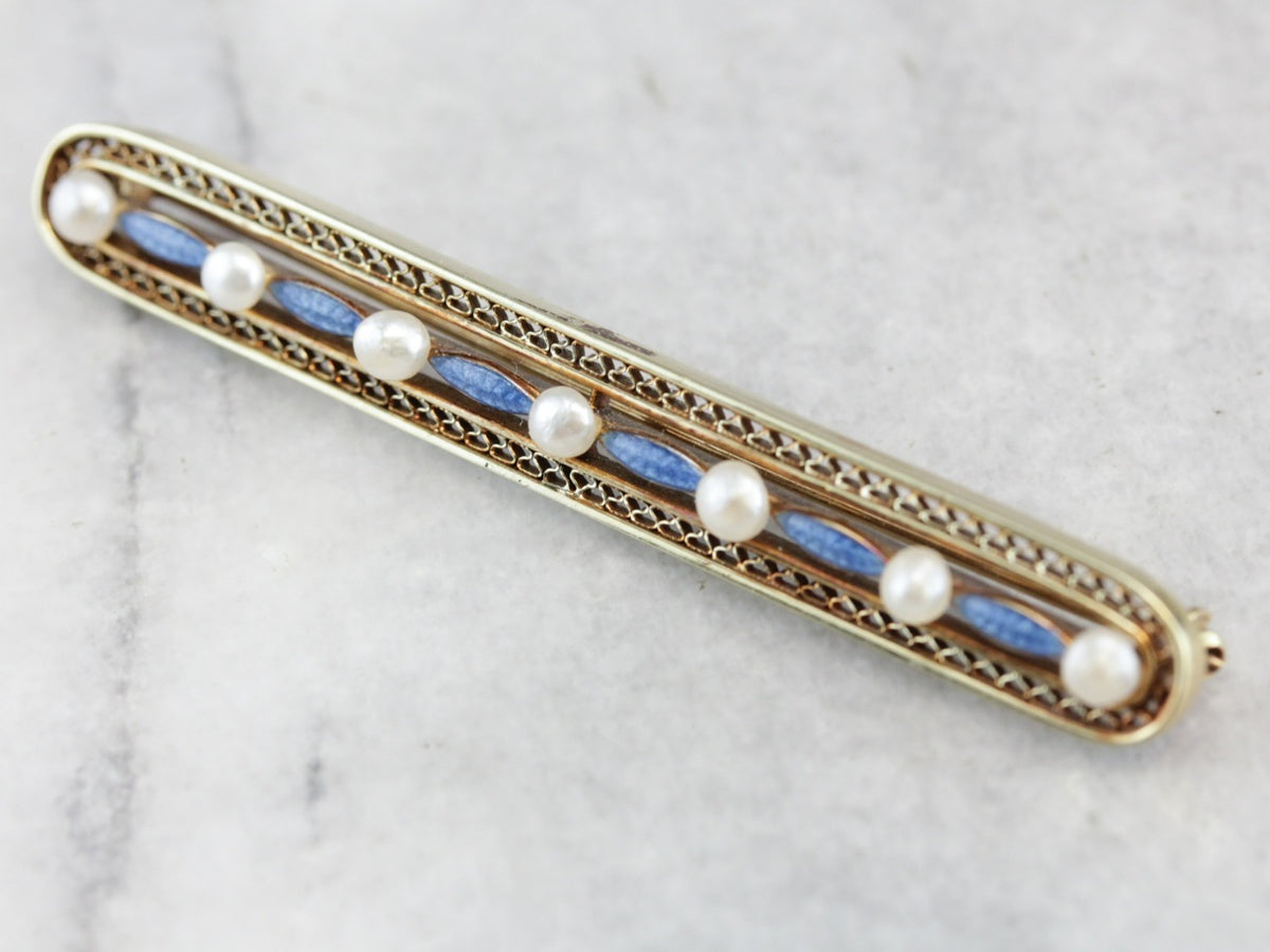 Art Nouveau Seed Pearl Bar Pin