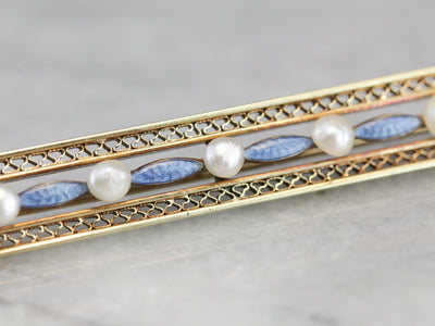 Art Nouveau Seed Pearl Bar Pin