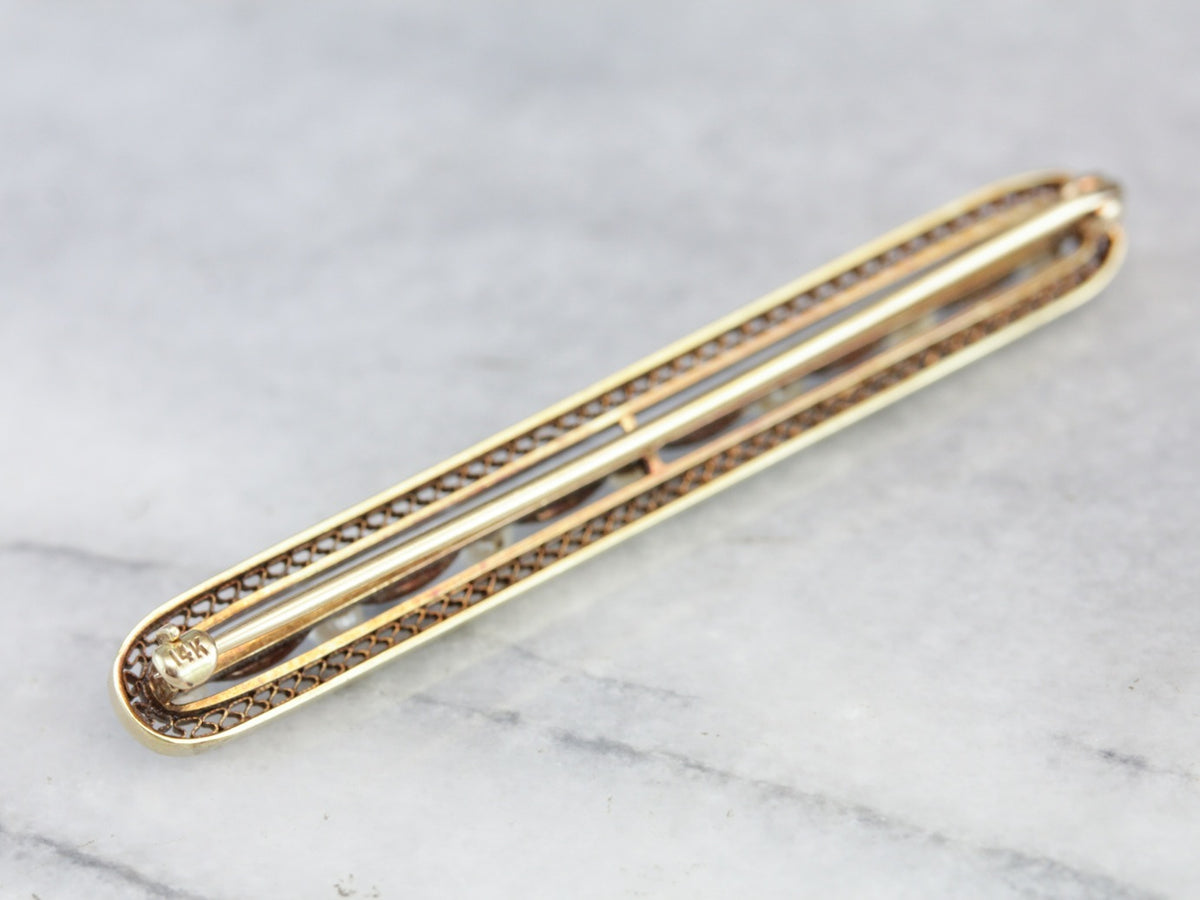Art Nouveau Seed Pearl Bar Pin