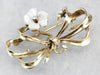 Retro Floral Diamond and Pearl Bow Brooch
