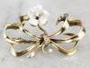Retro Floral Diamond and Pearl Bow Brooch