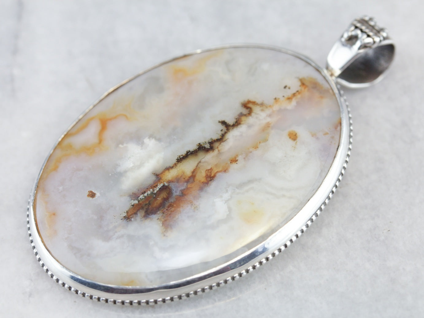 Dendritic Agate Sterling Silver Pendant