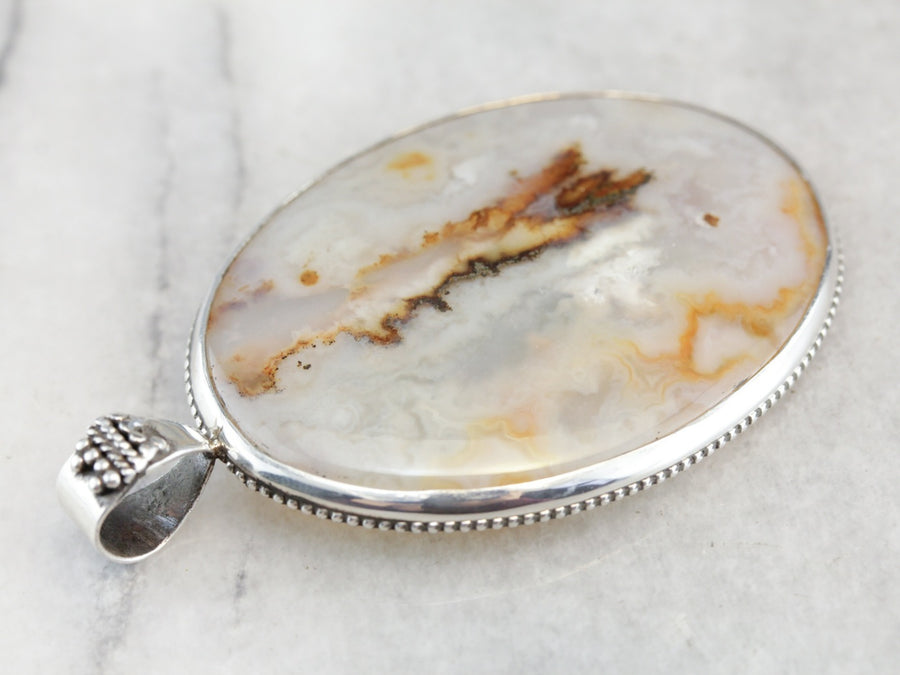 Dendritic Agate Sterling Silver Pendant