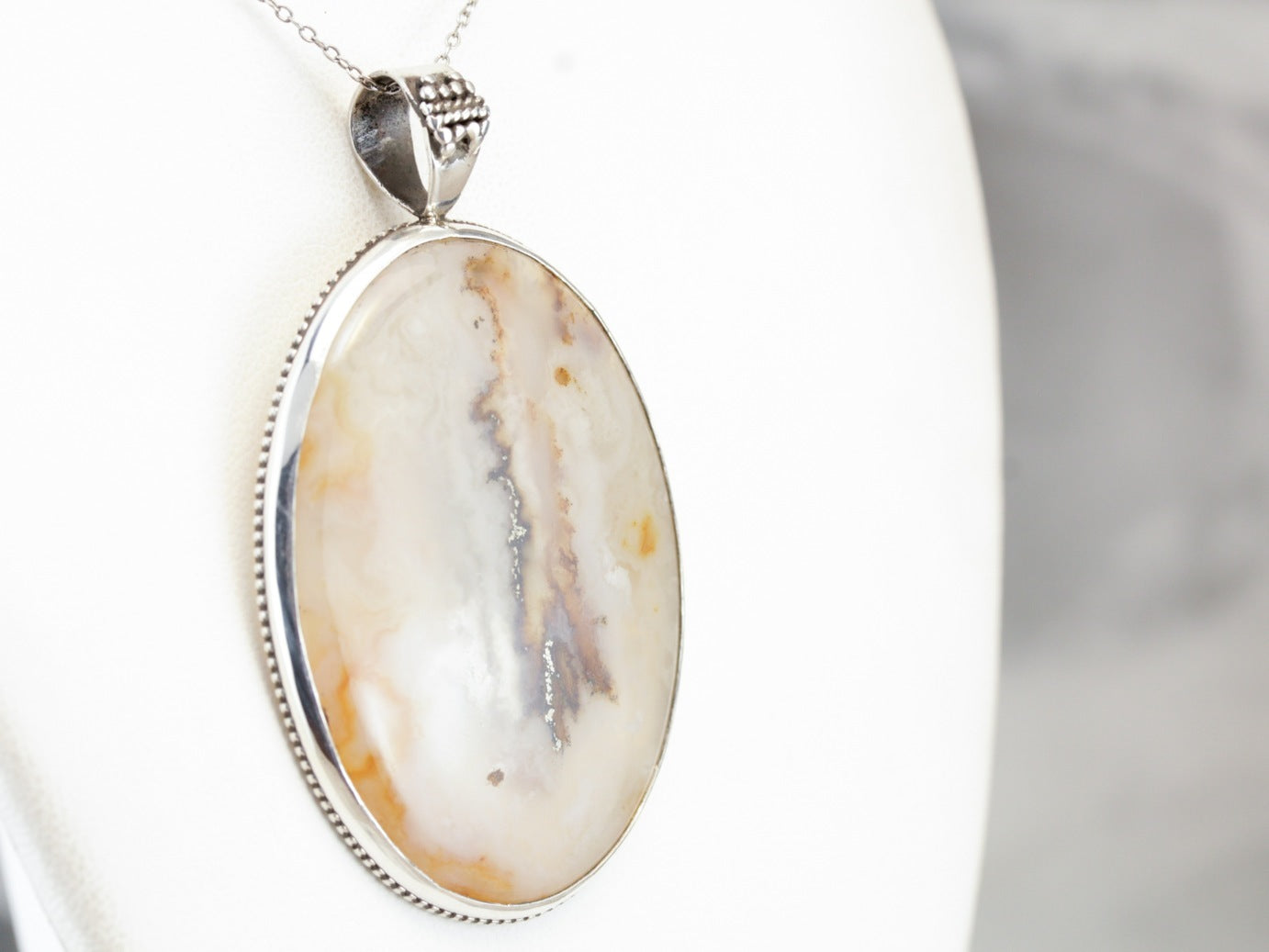Dendritic Agate Sterling Silver Pendant
