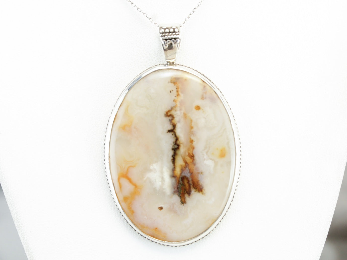 Dendritic Agate Sterling Silver Pendant