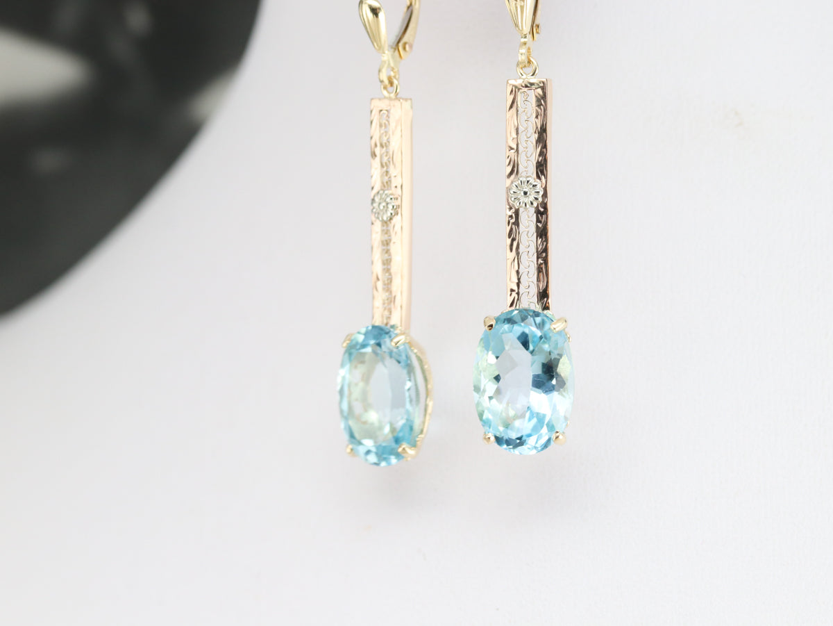 Blue Topaz Filigree Drop Earrings