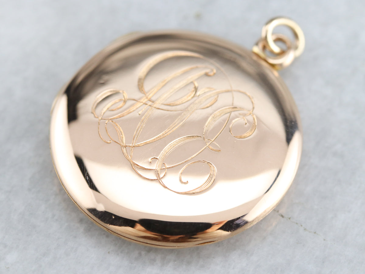 Vintage Gold Monogram Floral Locket