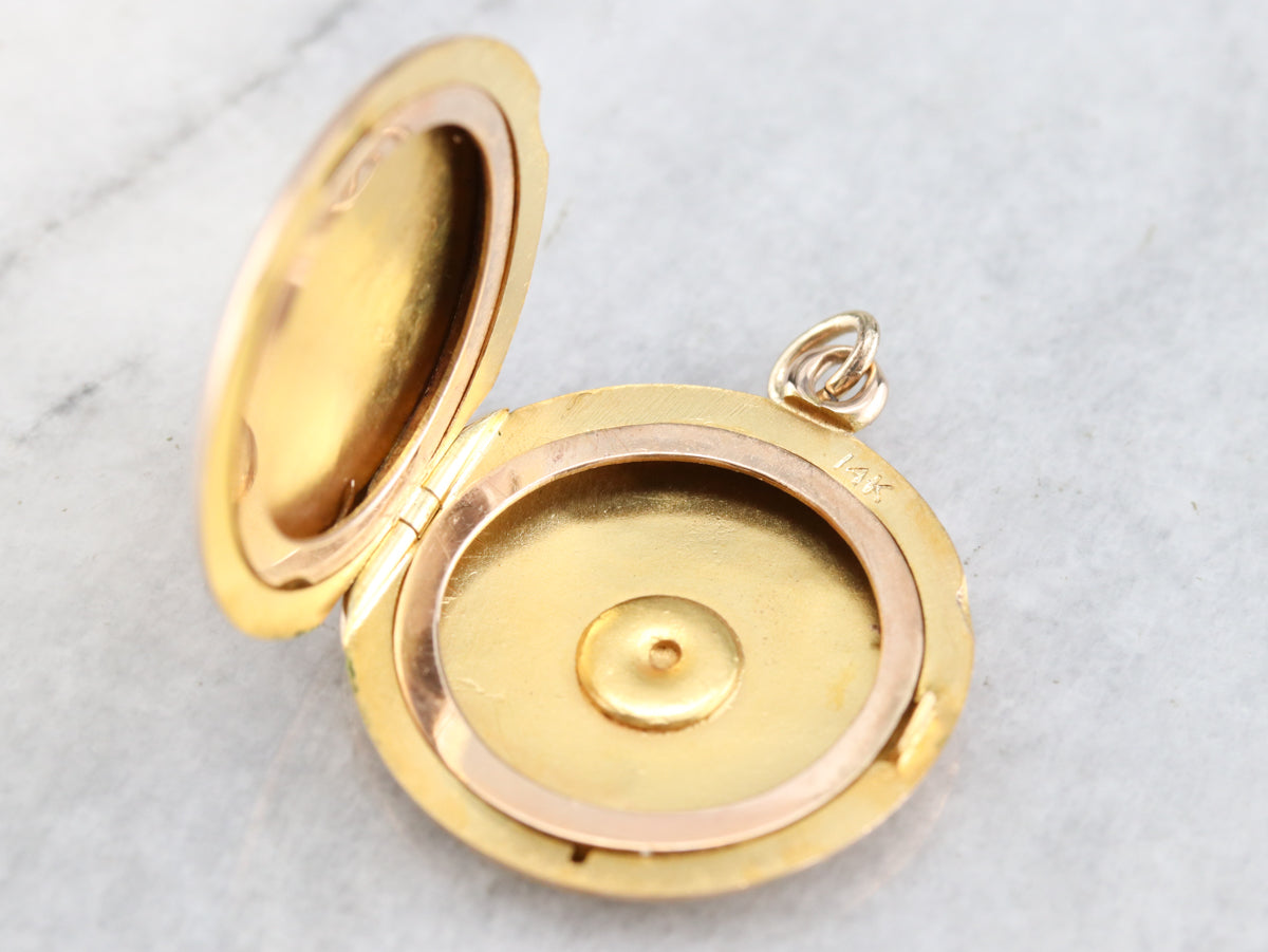 Vintage Gold Monogram Floral Locket